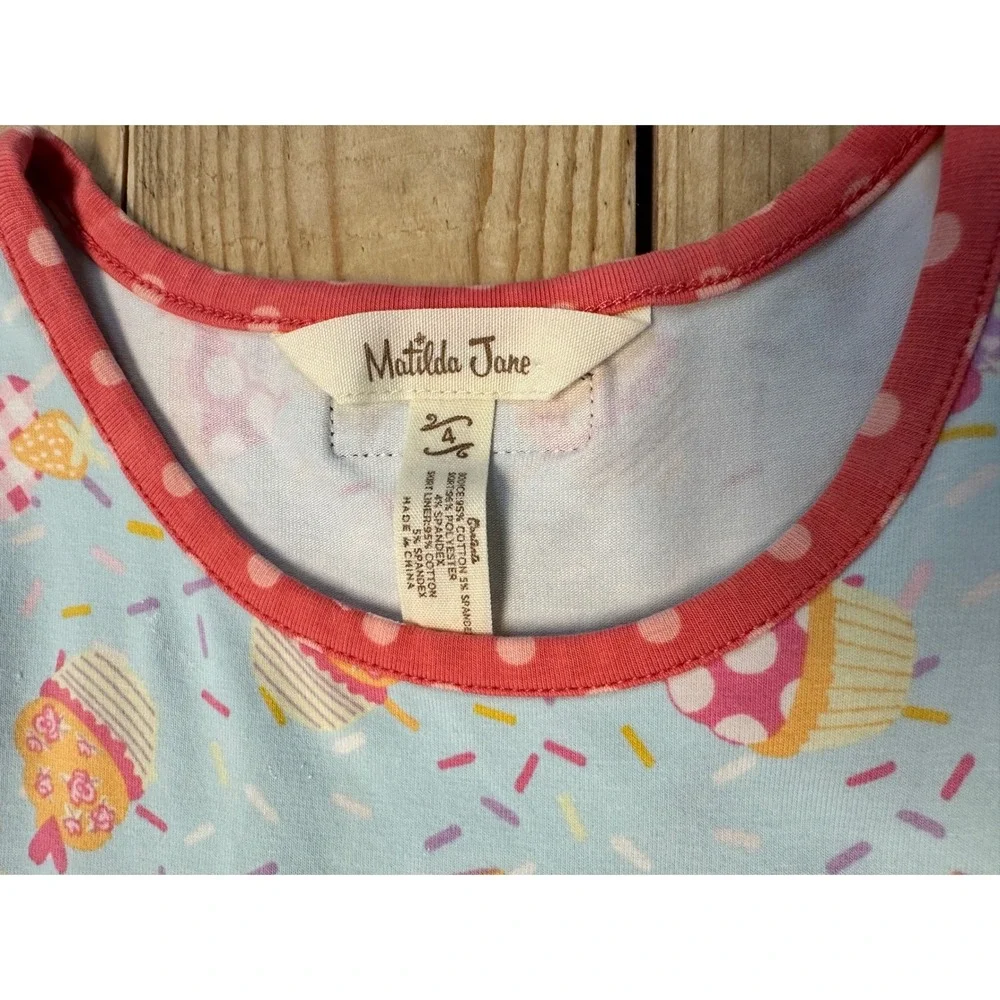 Matilda Jane‎ Girls Cupcake Ruffle Dress Blue Purple Polka Dot Size 4